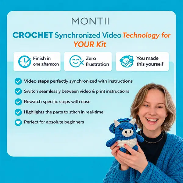 MONTII Crochet Kit — Finish in Under 60 Min of Tutorials.